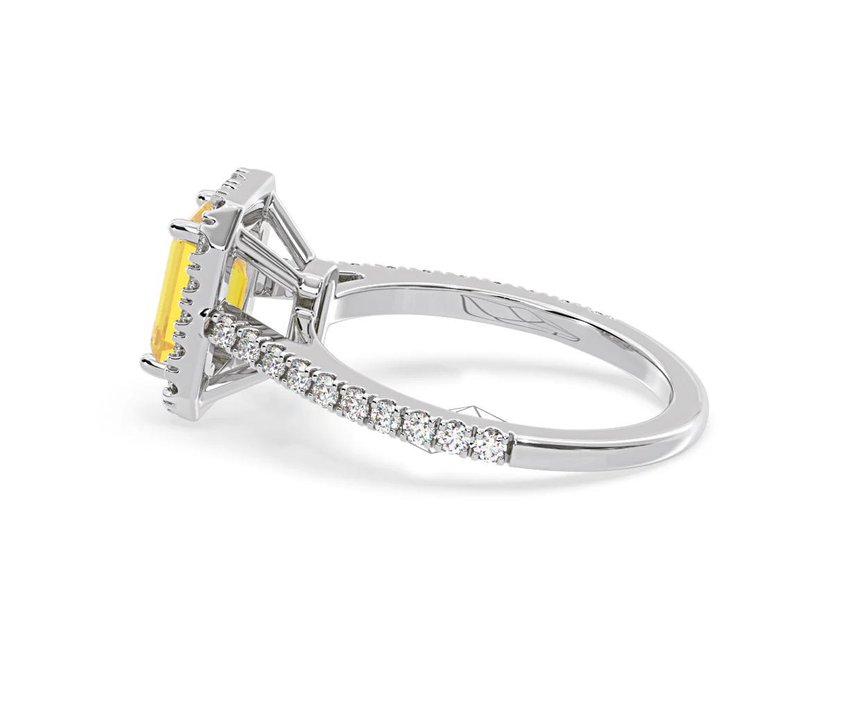 Annabelle Yellow Lab Diamond 1.65ct Emerald Cut Halo Ring in Platinum - Elara Collection - Image 31