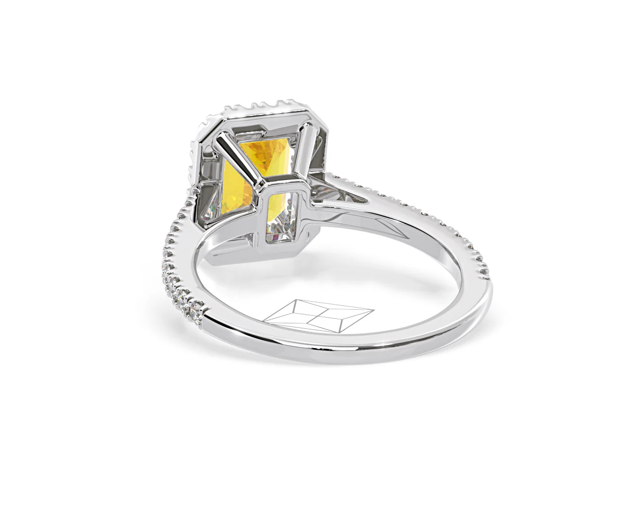 Annabelle Yellow Lab Diamond 1.65ct Emerald Cut Halo Ring in Platinum - Elara Collection - Image 43
