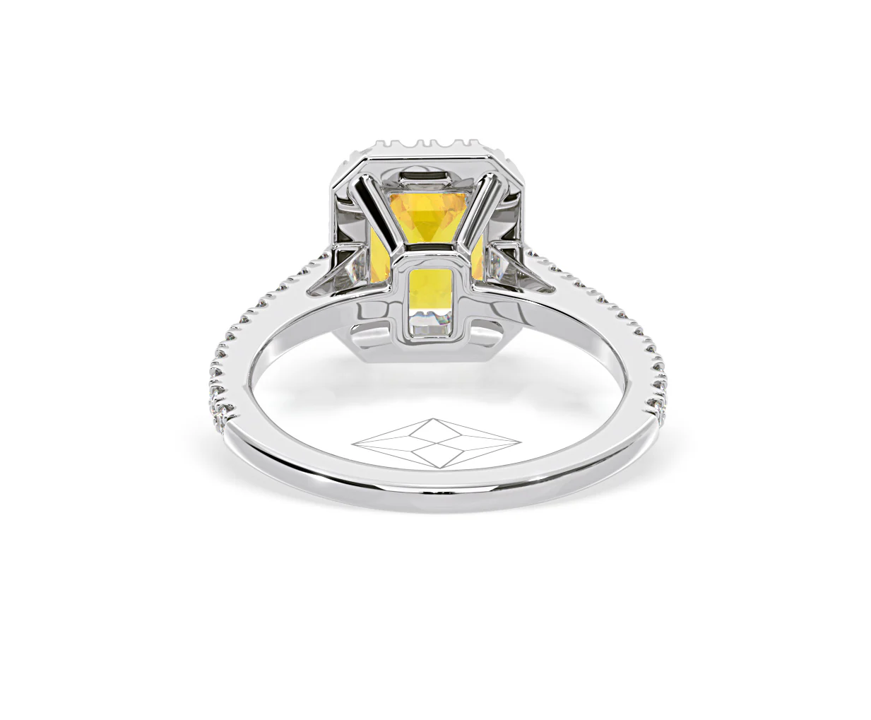 Annabelle Yellow Lab Diamond 1.65ct Emerald Cut Halo Ring in Platinum - Elara Collection - Image 47