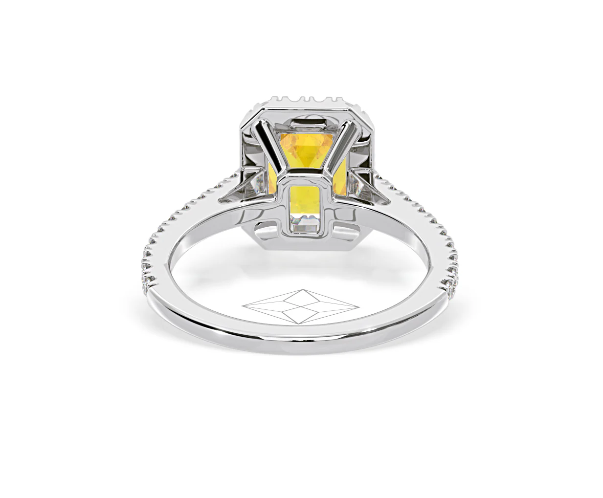 Annabelle Yellow Lab Diamond 1.65ct Emerald Cut Halo Ring in Platinum - Elara Collection - Image 48