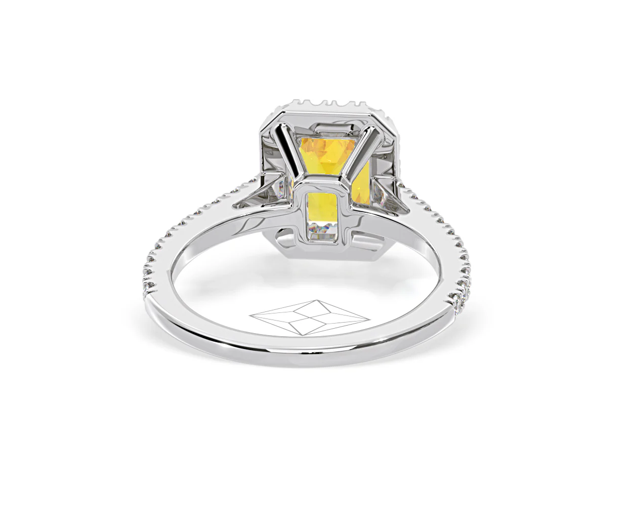 Annabelle Yellow Lab Diamond 1.65ct Emerald Cut Halo Ring in Platinum - Elara Collection - Image 49