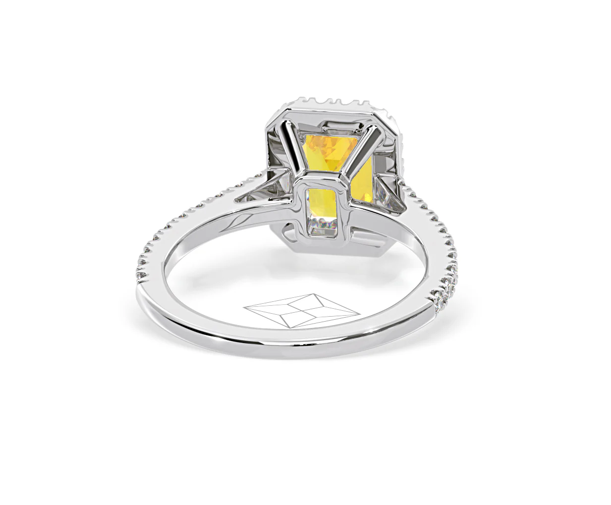 Annabelle Yellow Lab Diamond 1.65ct Emerald Cut Halo Ring in Platinum - Elara Collection - Image 50