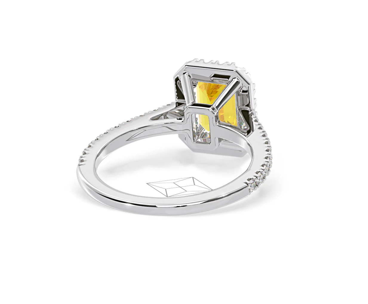 Annabelle Yellow Lab Diamond 1.65ct Emerald Cut Halo Ring in Platinum - Elara Collection - Image 52
