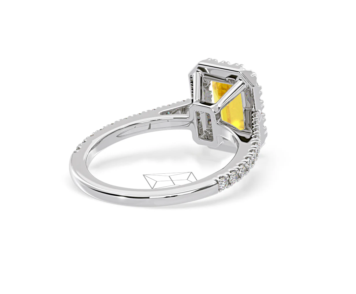 Annabelle Yellow Lab Diamond 1.65ct Emerald Cut Halo Ring in Platinum - Elara Collection - Image 55