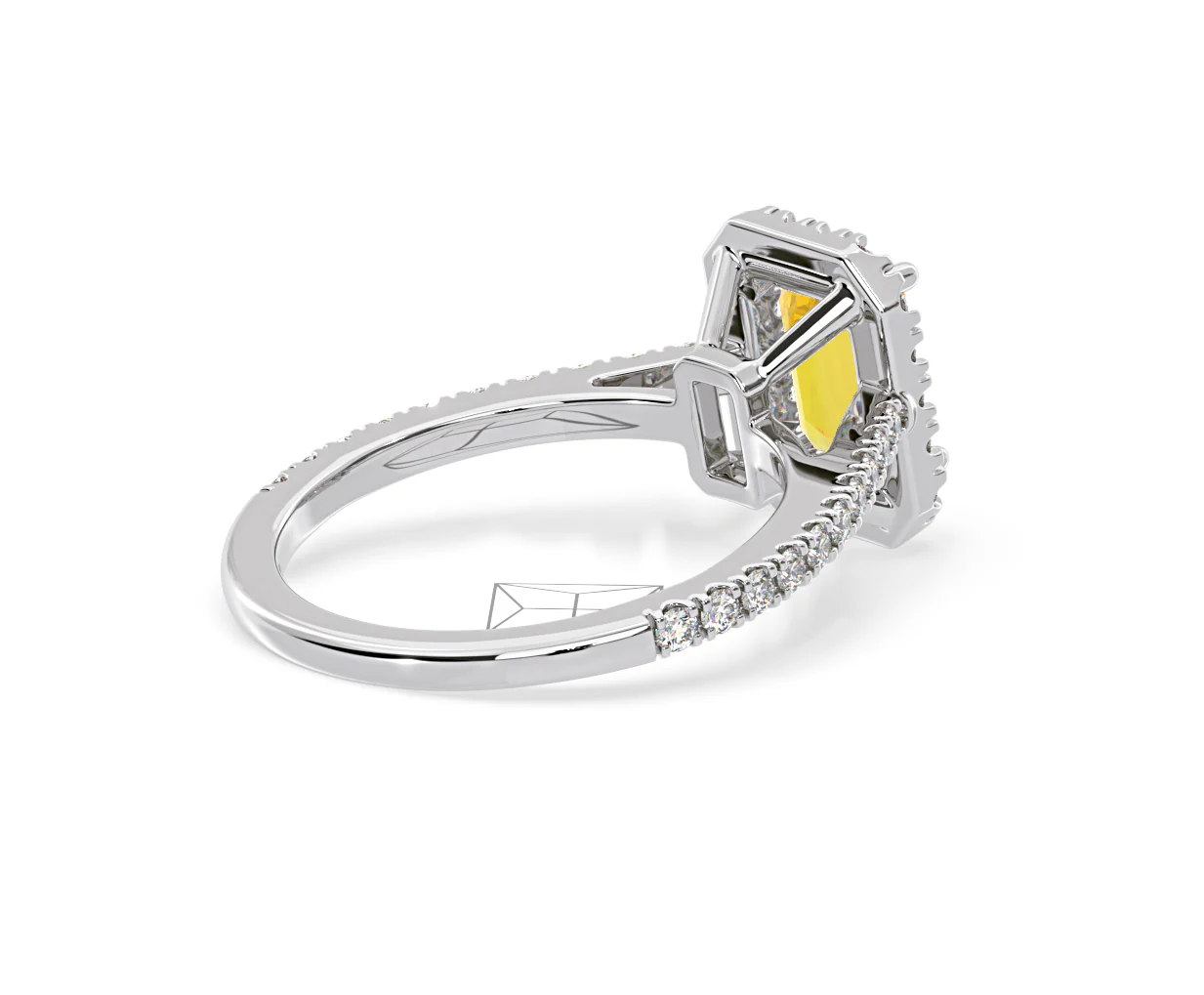 Annabelle Yellow Lab Diamond 1.65ct Emerald Cut Halo Ring in Platinum - Elara Collection - Image 58