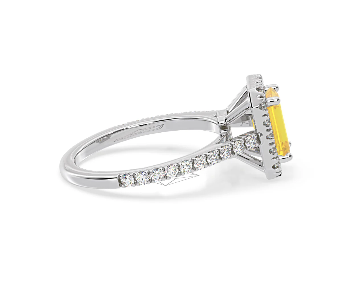 Annabelle Yellow Lab Diamond 1.65ct Emerald Cut Halo Ring in Platinum - Elara Collection - Image 67