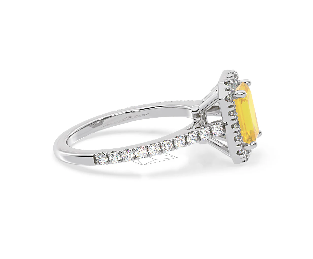 Annabelle Yellow Lab Diamond 1.65ct Emerald Cut Halo Ring in Platinum - Elara Collection - Image 69