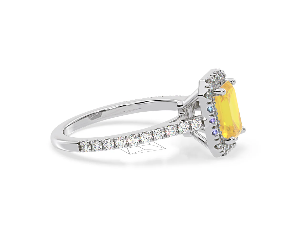 Annabelle Yellow Lab Diamond 1.65ct Emerald Cut Halo Ring in Platinum - Elara Collection - Image 71