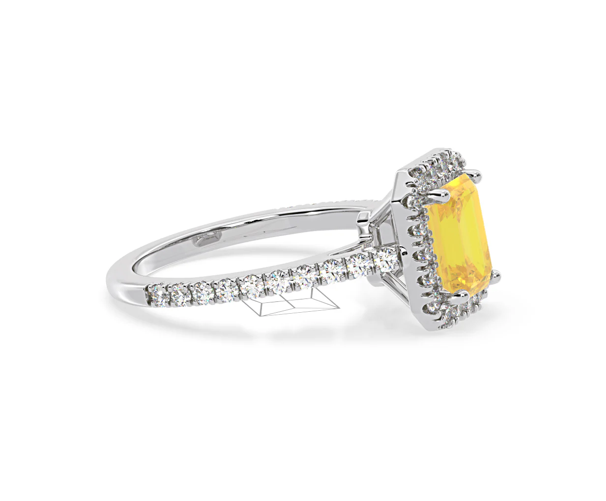 Annabelle Yellow Lab Diamond 1.65ct Emerald Cut Halo Ring in Platinum - Elara Collection - Image 73