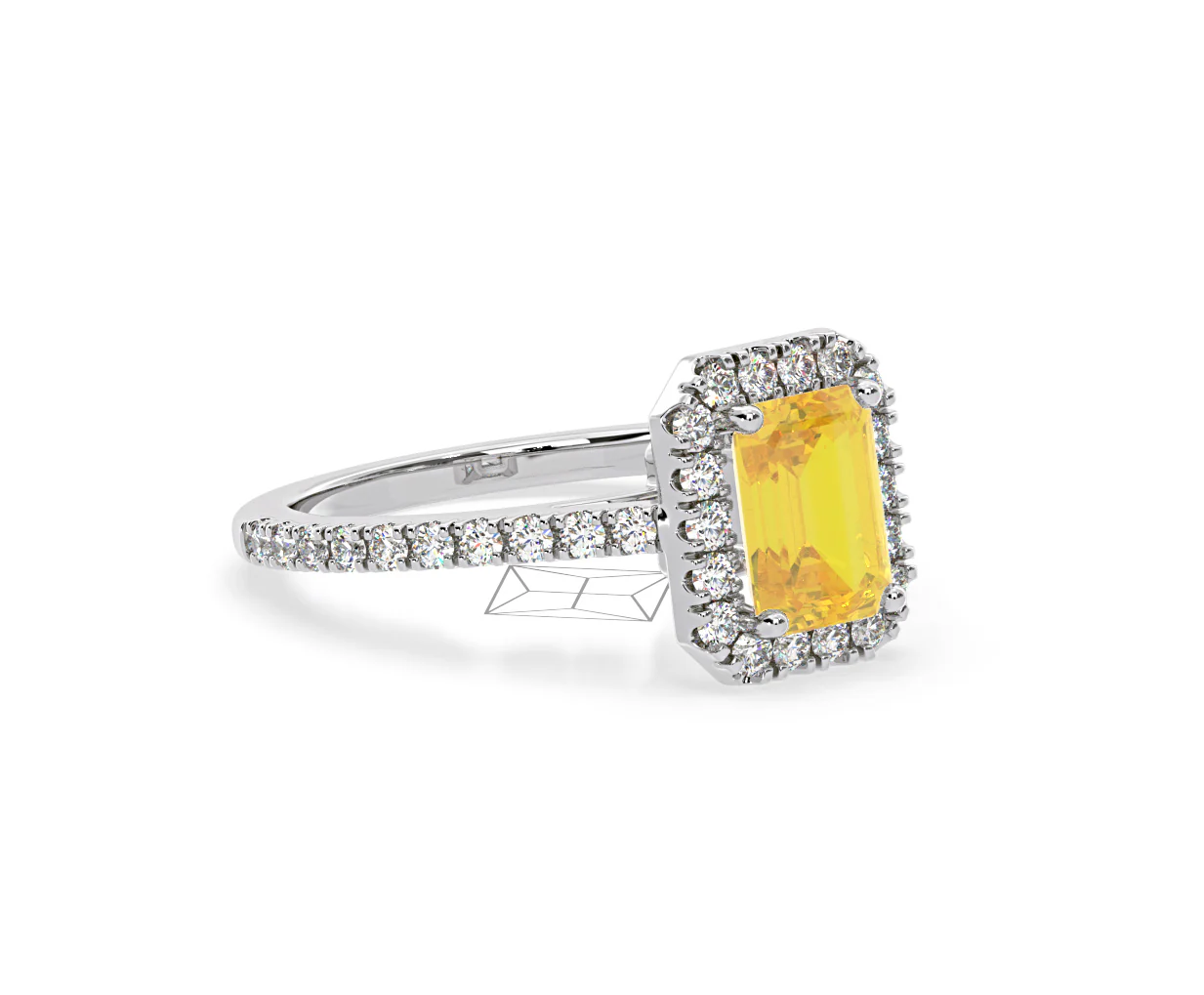 Annabelle Yellow Lab Diamond 1.65ct Emerald Cut Halo Ring in Platinum - Elara Collection - Image 79