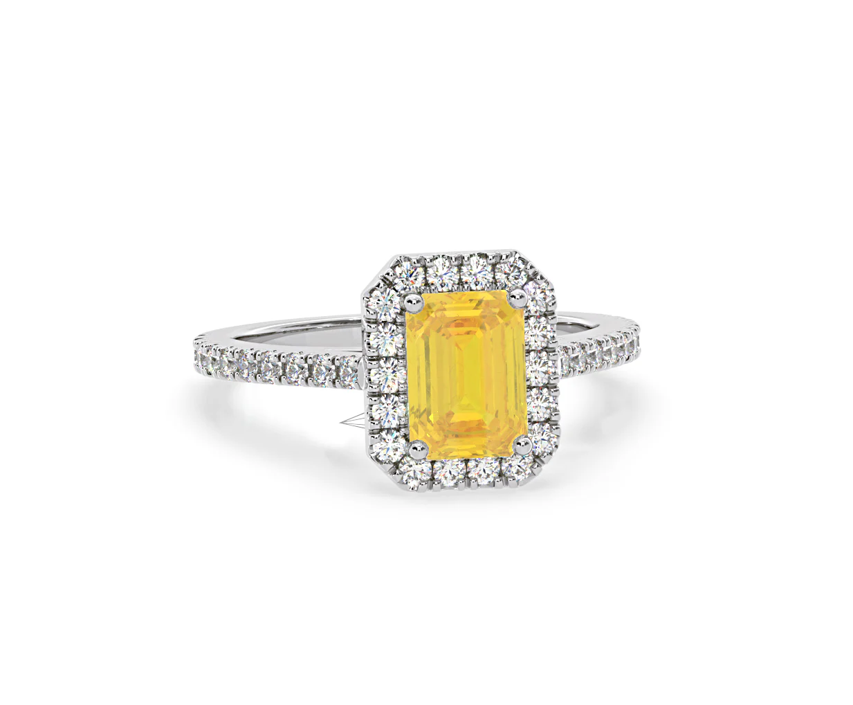 Annabelle Yellow Lab Diamond 1.65ct Emerald Cut Halo Ring in Platinum - Elara Collection - Image 85