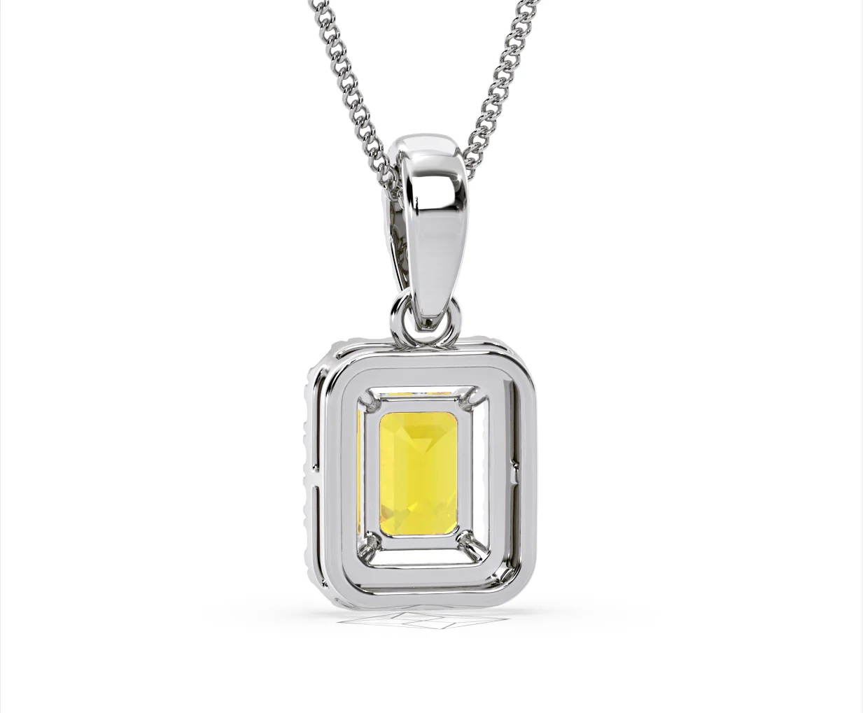 Annabelle Yellow Lab Diamond Emerald Cut Halo Necklace 1.38ct in 18K White Gold - Elara Collection - Image 46