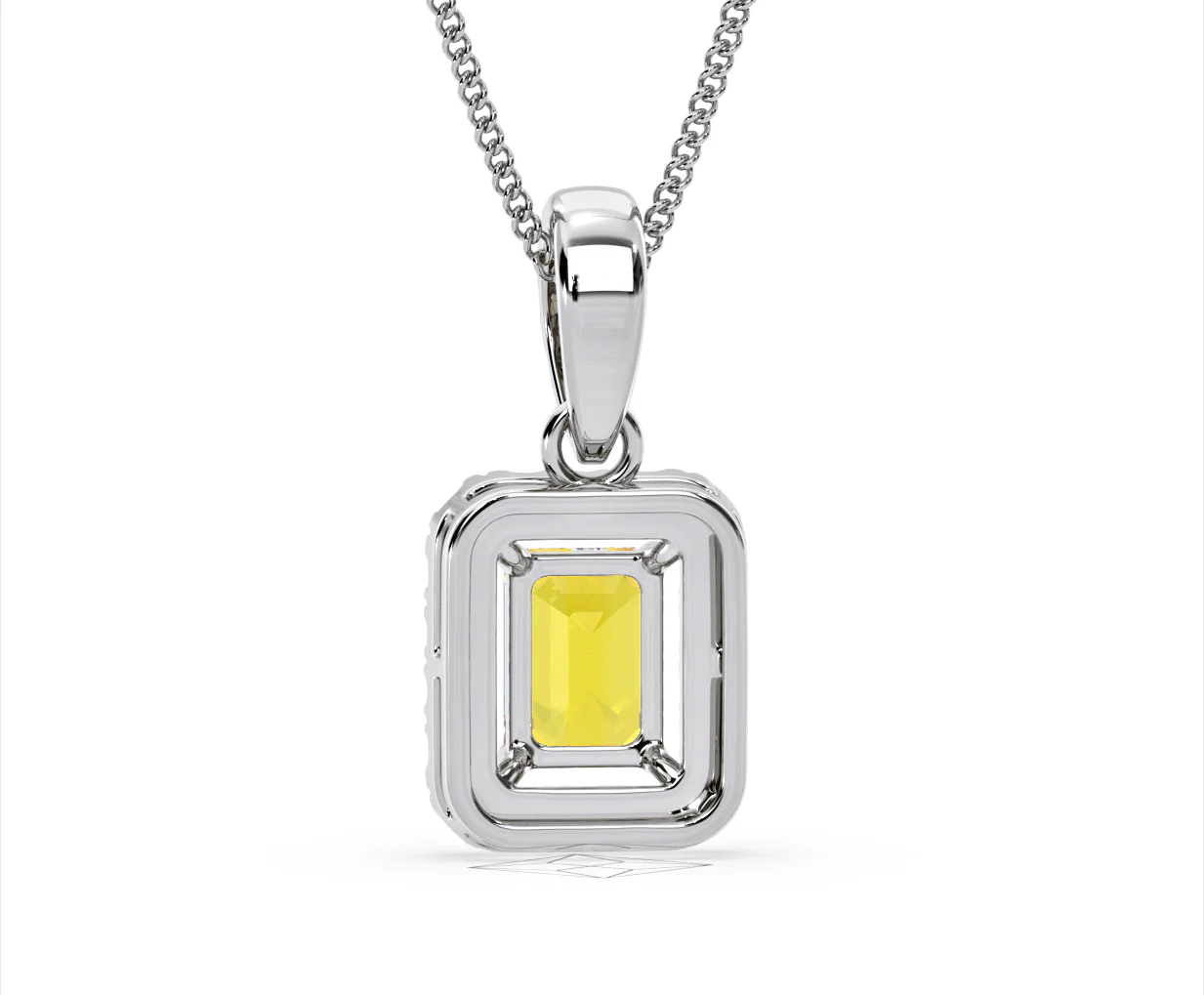 Annabelle Yellow Lab Diamond Emerald Cut Halo Necklace 1.38ct in 18K White Gold - Elara Collection - Image 47