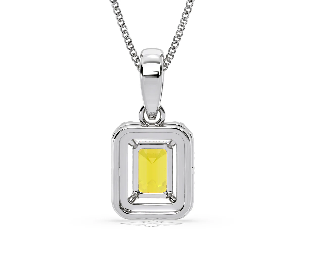 Annabelle Yellow Lab Diamond Emerald Cut Halo Necklace 1.38ct in 18K White Gold - Elara Collection - Image 49