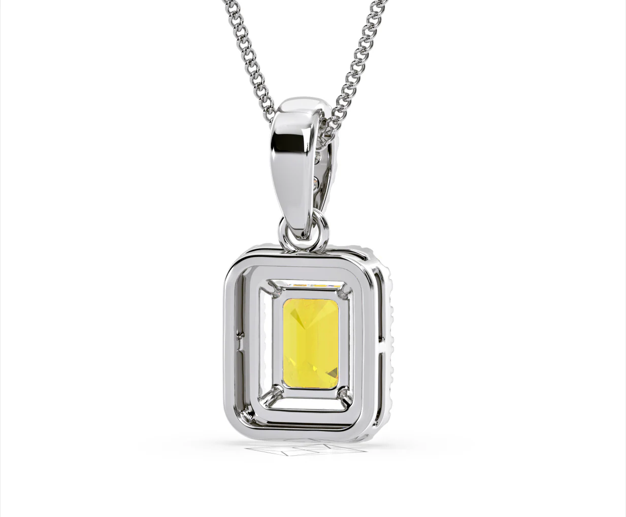 Annabelle Yellow Lab Diamond Emerald Cut Halo Necklace 1.38ct in 18K White Gold - Elara Collection - Image 52