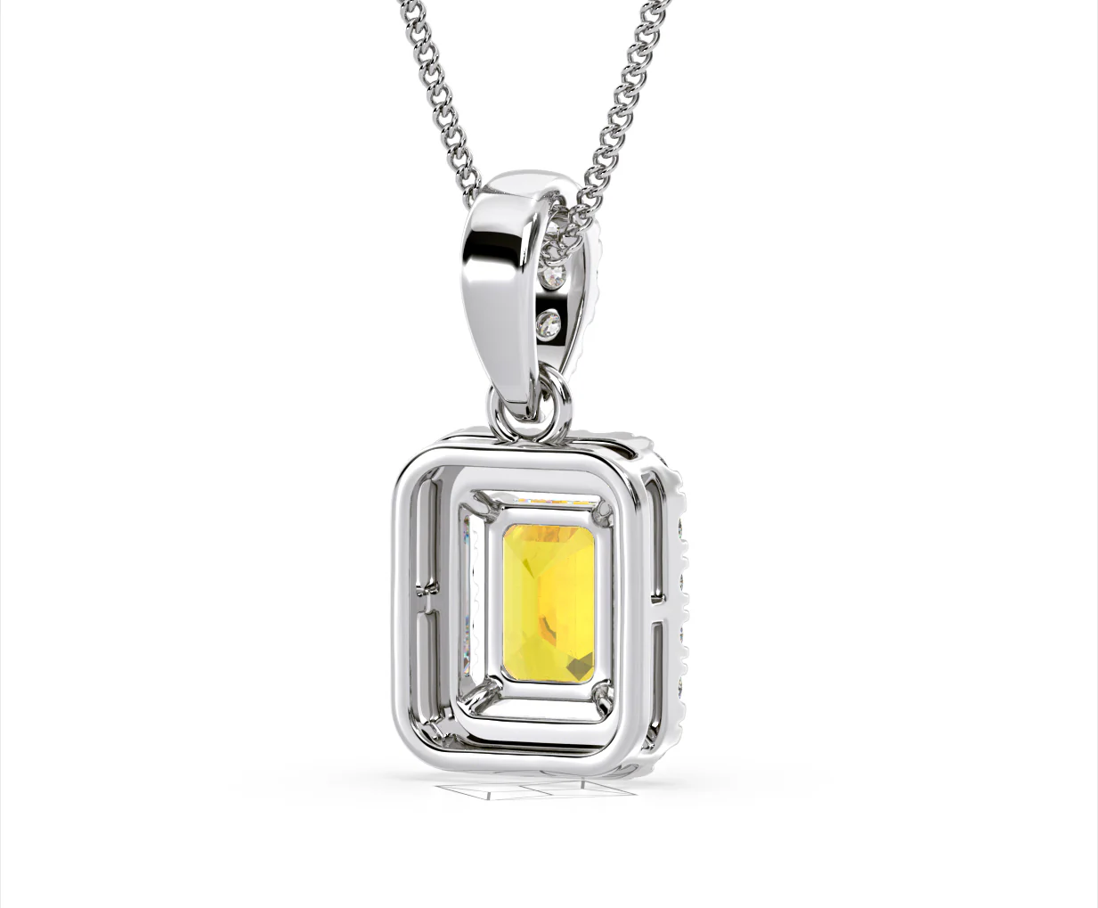 Annabelle Yellow Lab Diamond Emerald Cut Halo Necklace 1.38ct in 18K White Gold - Elara Collection - Image 54