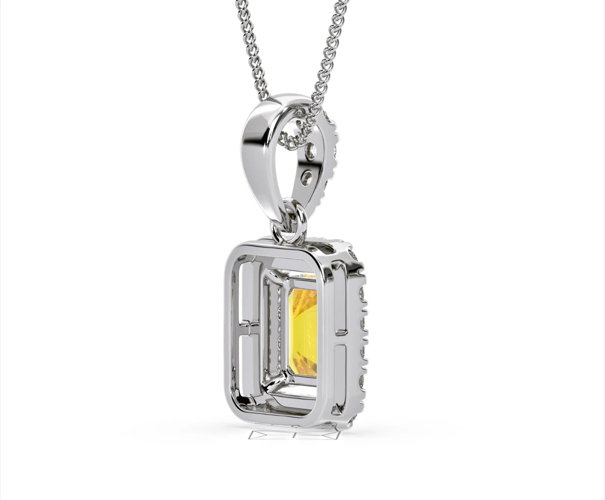 Annabelle Yellow Lab Diamond Emerald Cut Halo Necklace 1.38ct in 18K White Gold - Elara Collection - Image 59
