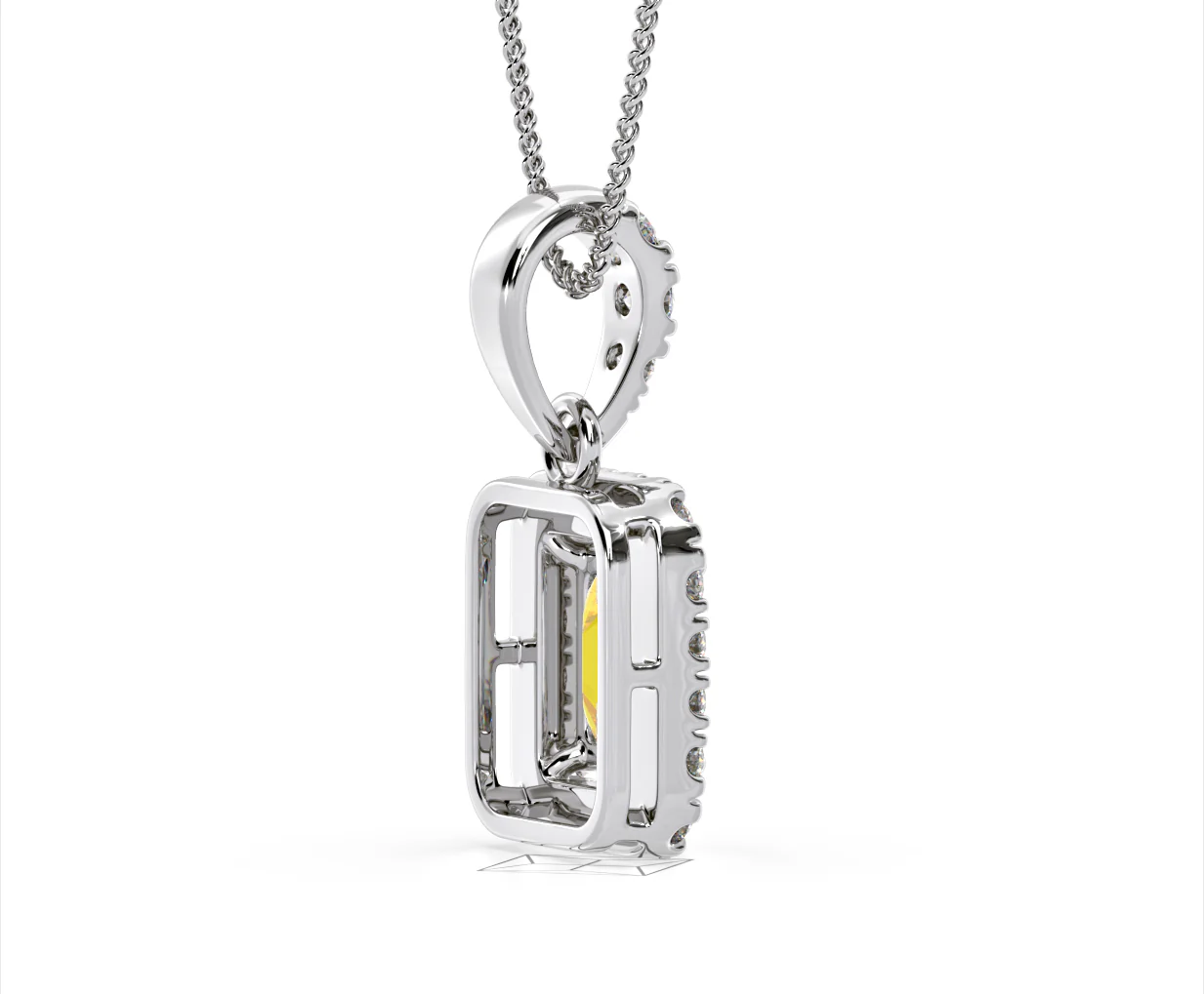 Annabelle Yellow Lab Diamond Emerald Cut Halo Necklace 1.38ct in 18K White Gold - Elara Collection - Image 62