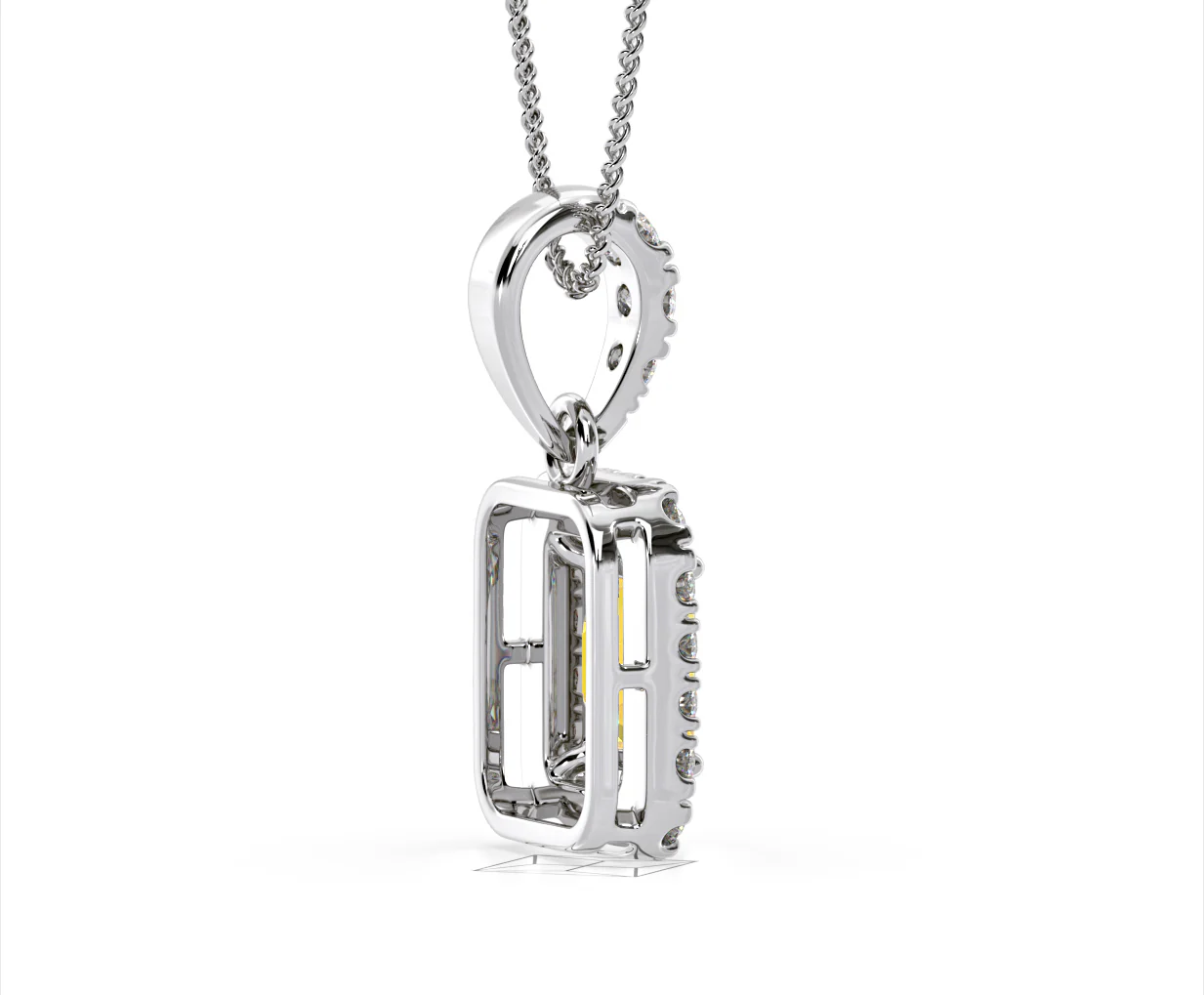 Annabelle Yellow Lab Diamond Emerald Cut Halo Necklace 1.38ct in 18K White Gold - Elara Collection - Image 63
