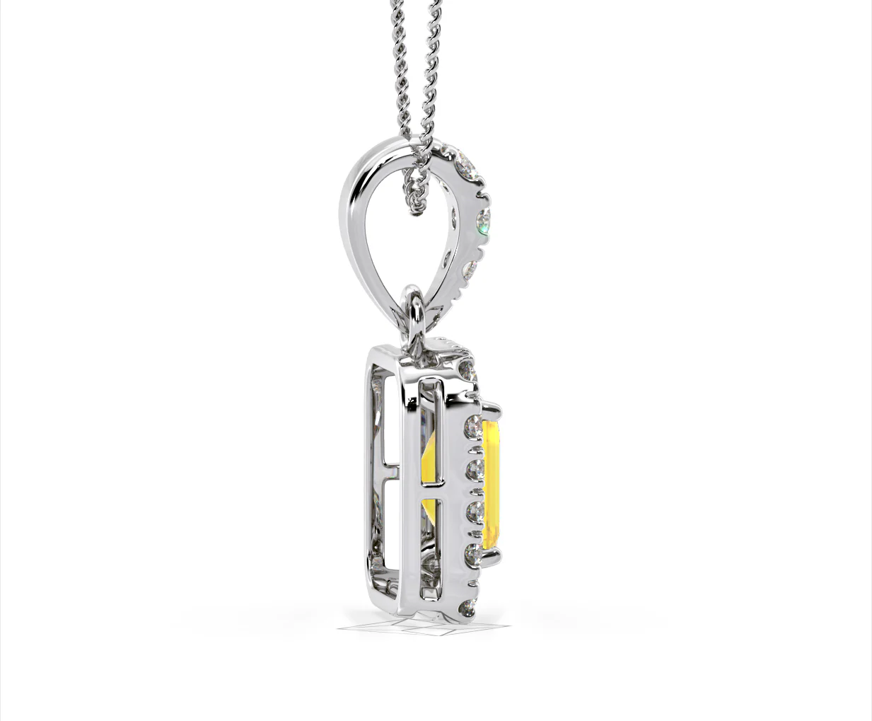 Annabelle Yellow Lab Diamond Emerald Cut Halo Necklace 1.38ct in 18K White Gold - Elara Collection - Image 66