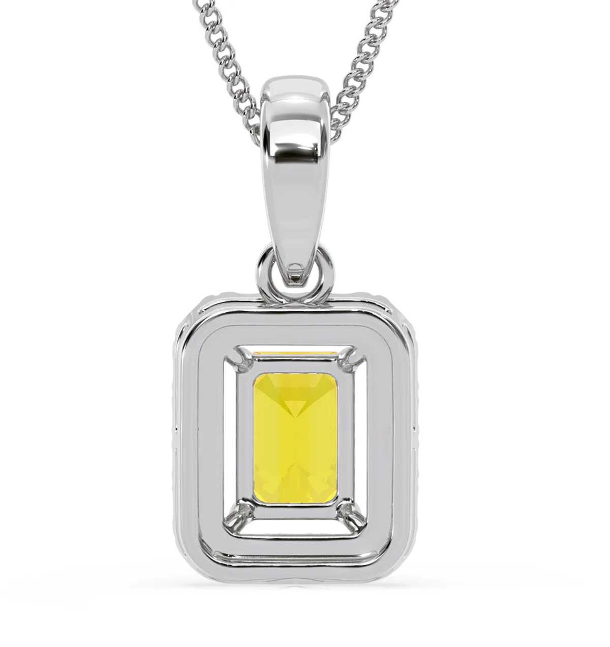 Annabelle Yellow Lab Diamond Emerald Cut Halo Necklace 1.38ct in 18K White Gold - Elara Collection - Image 7