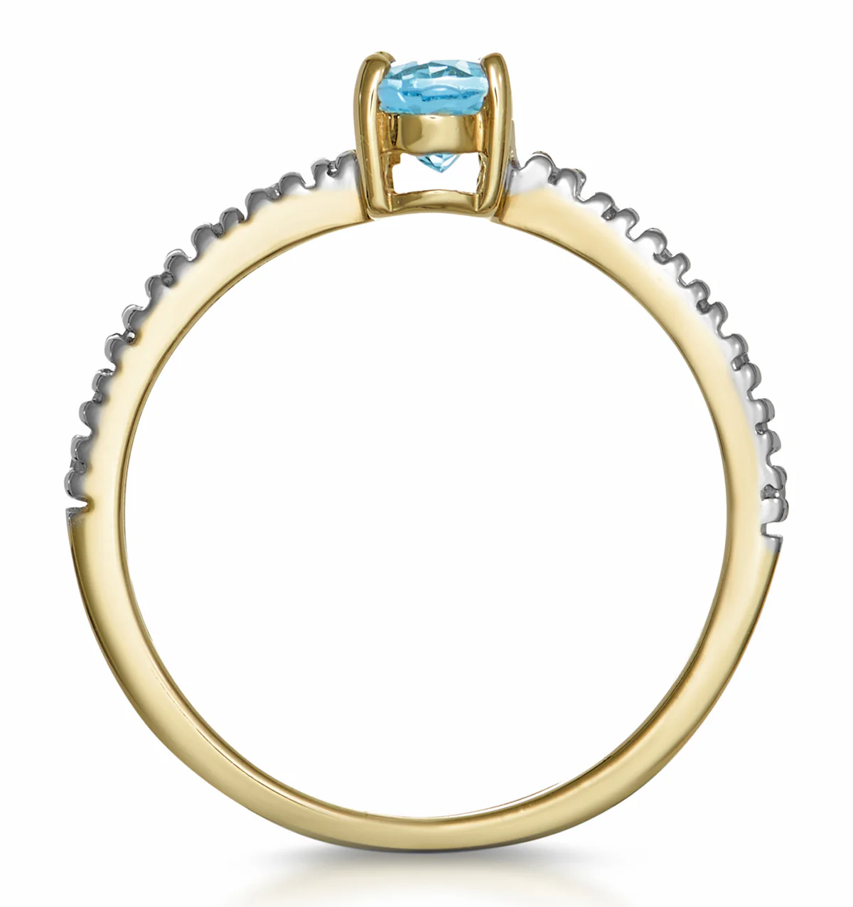 Aquamarine 0.35CT And Diamond 9K Yellow Gold Ring - Image 3