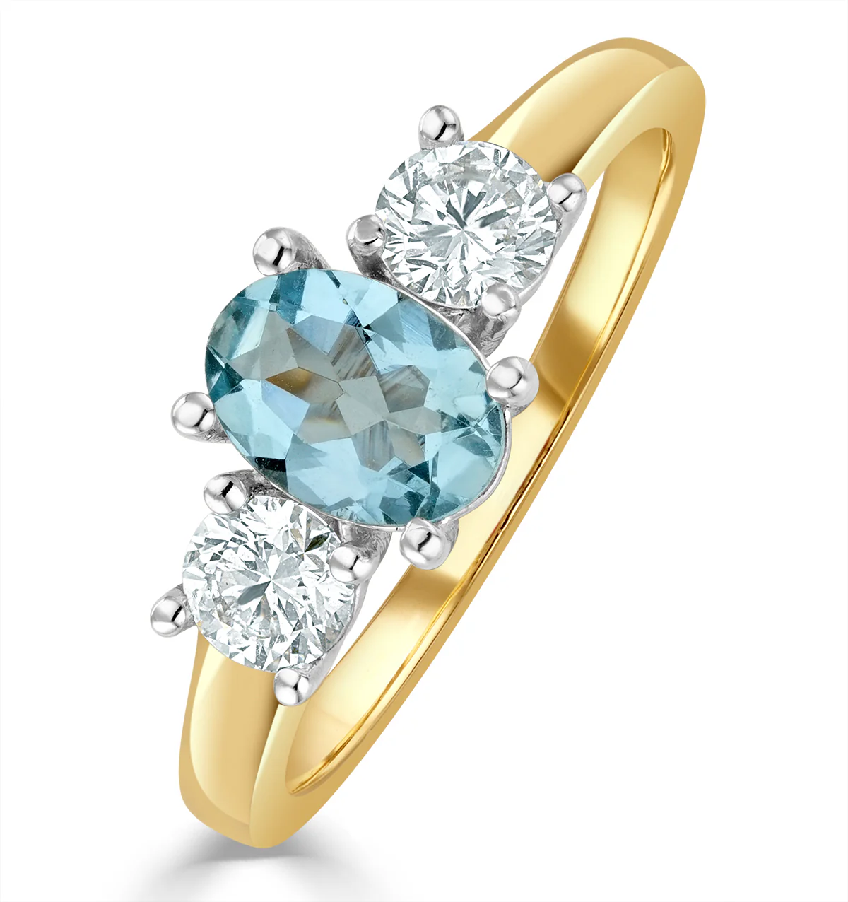 Aquamarine 0.70ct and Diamond 0.50ct 18K Gold Ring FET23-C
