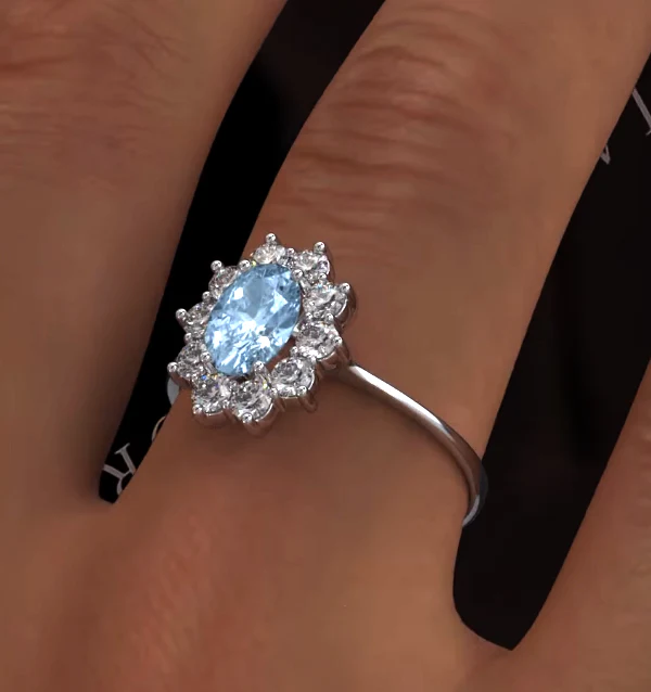 Aquamarine 0.70ct and Diamond 0.50ct 18K White Gold Ring FET25-CY - Image 4