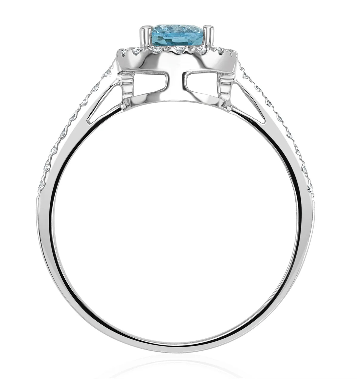 Aquamarine 0.70CT And Diamond 18K White Gold Ring - Image 4