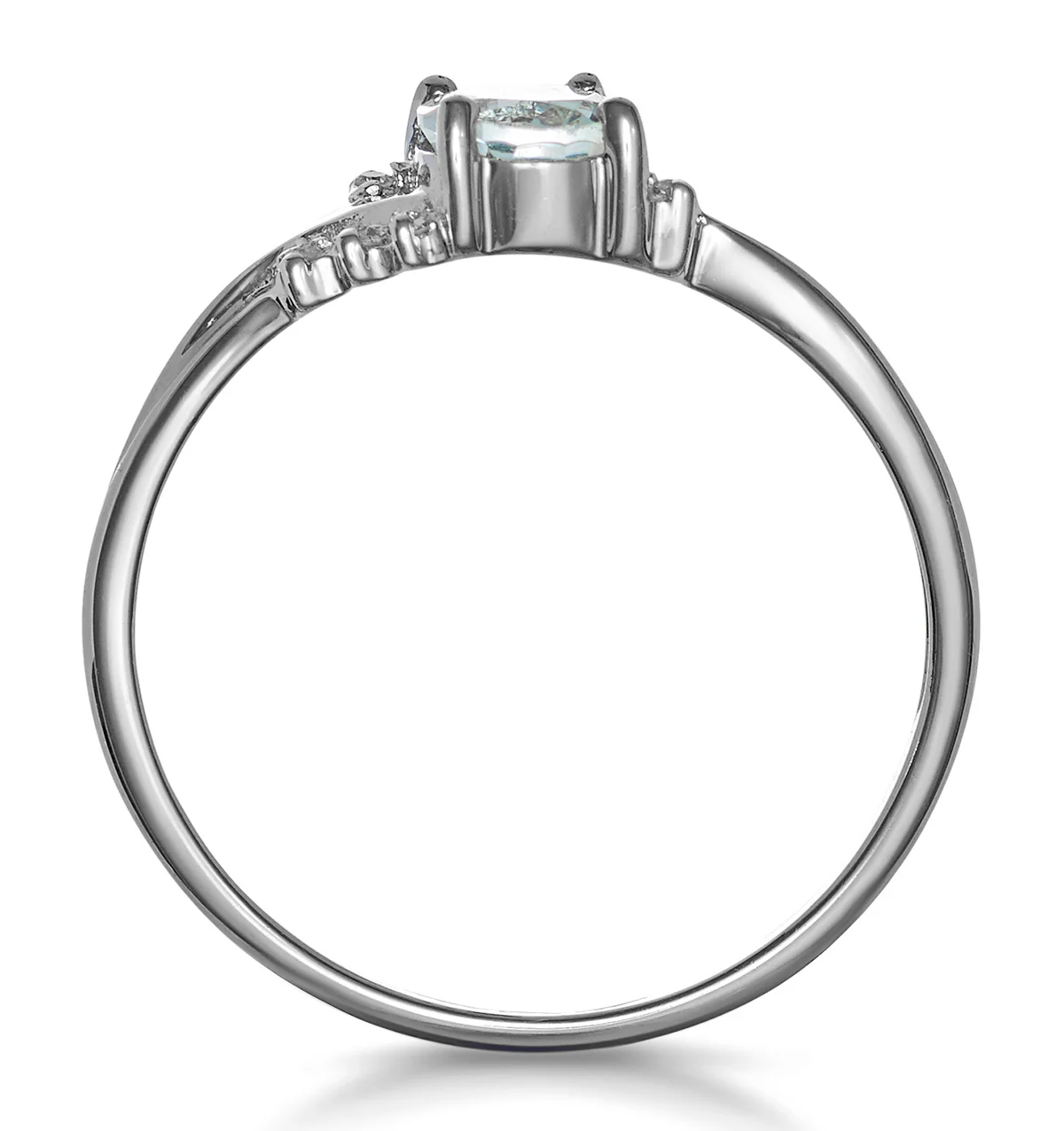 Aquamarine 0.70CT And Diamond 9K White Gold Ring E5731 - Image 3