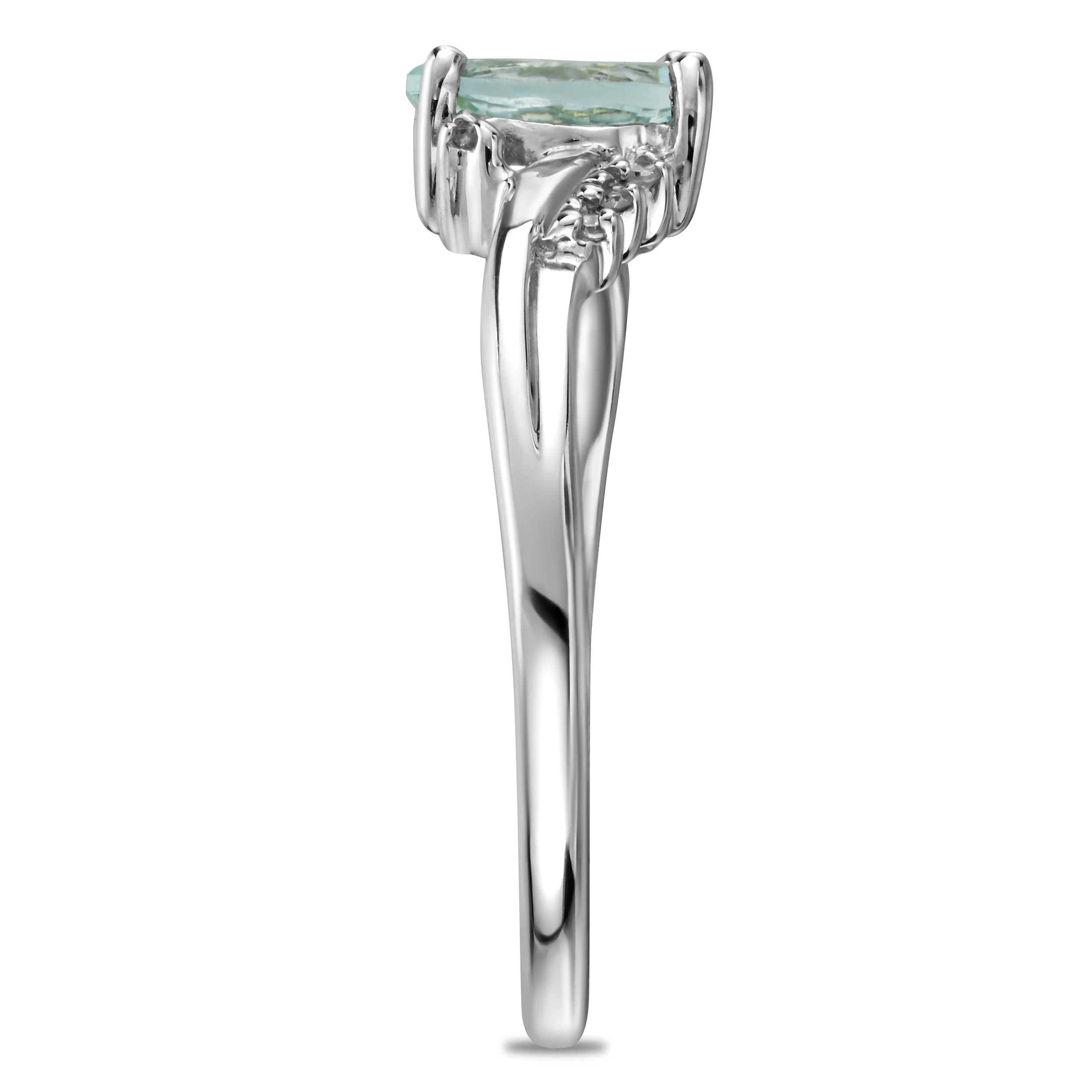 Aquamarine 0.70CT And Diamond 9K White Gold Ring E5731 - Image 5