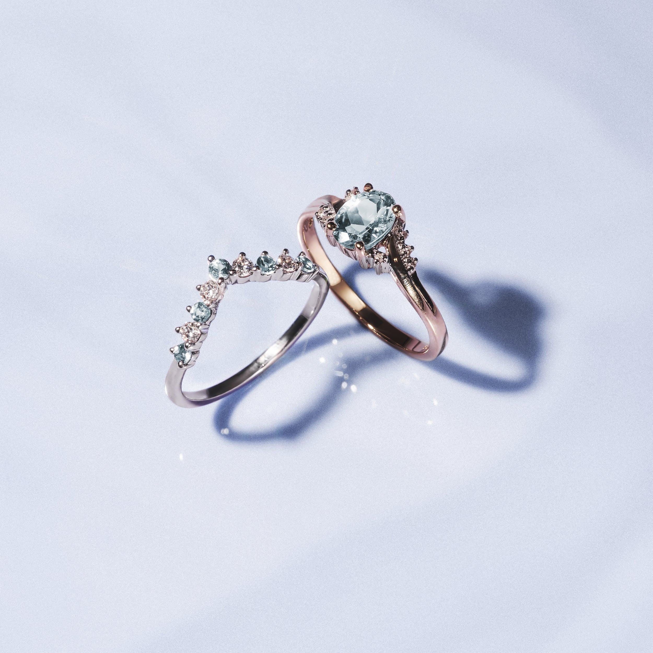 Aquamarine 0.70CT And Diamond 9K White Gold Ring E5731 - Image 7