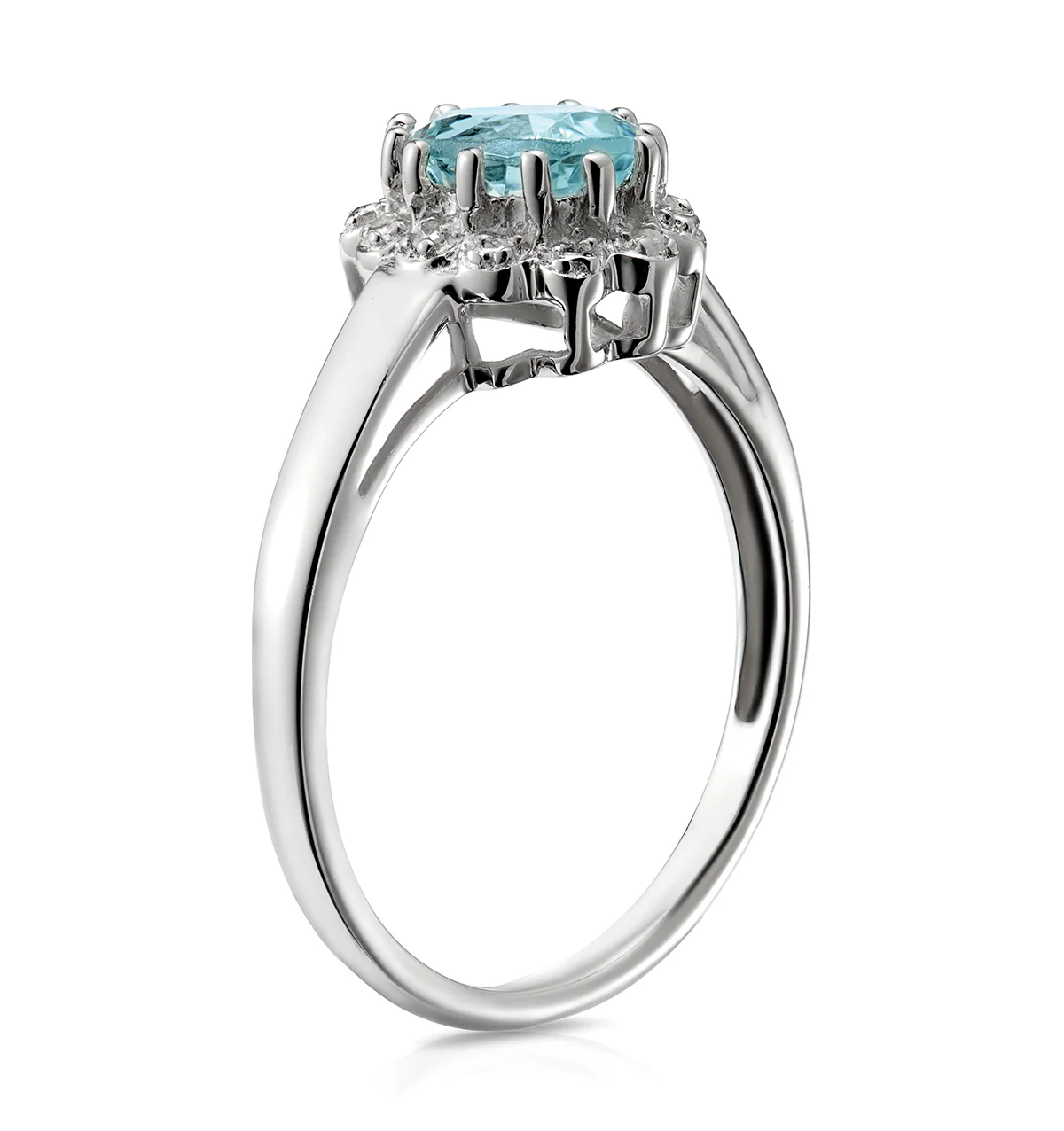 Aquamarine 0.70CT And Diamond 9K White Gold Ring - Image 5