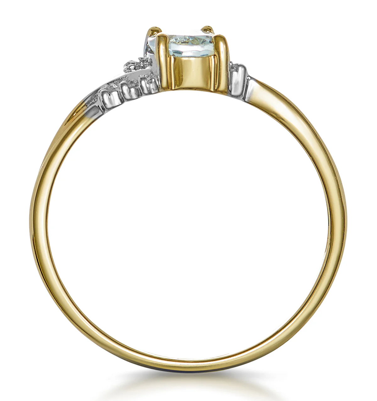 Aquamarine 0.70CT And Diamond 9K Yellow Gold Ring - Image 3