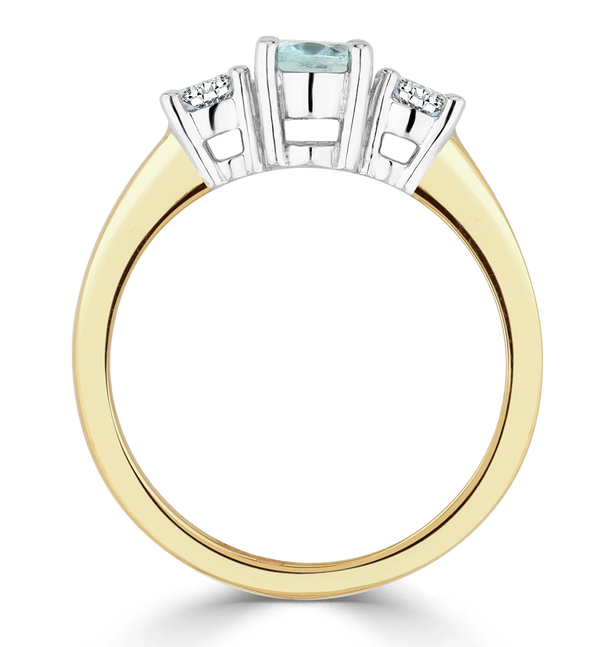Aquamarine 0.70ct and Lab G/Vs Diamonds 0.50ct 18K Gold Ring FET23-C - Image 3