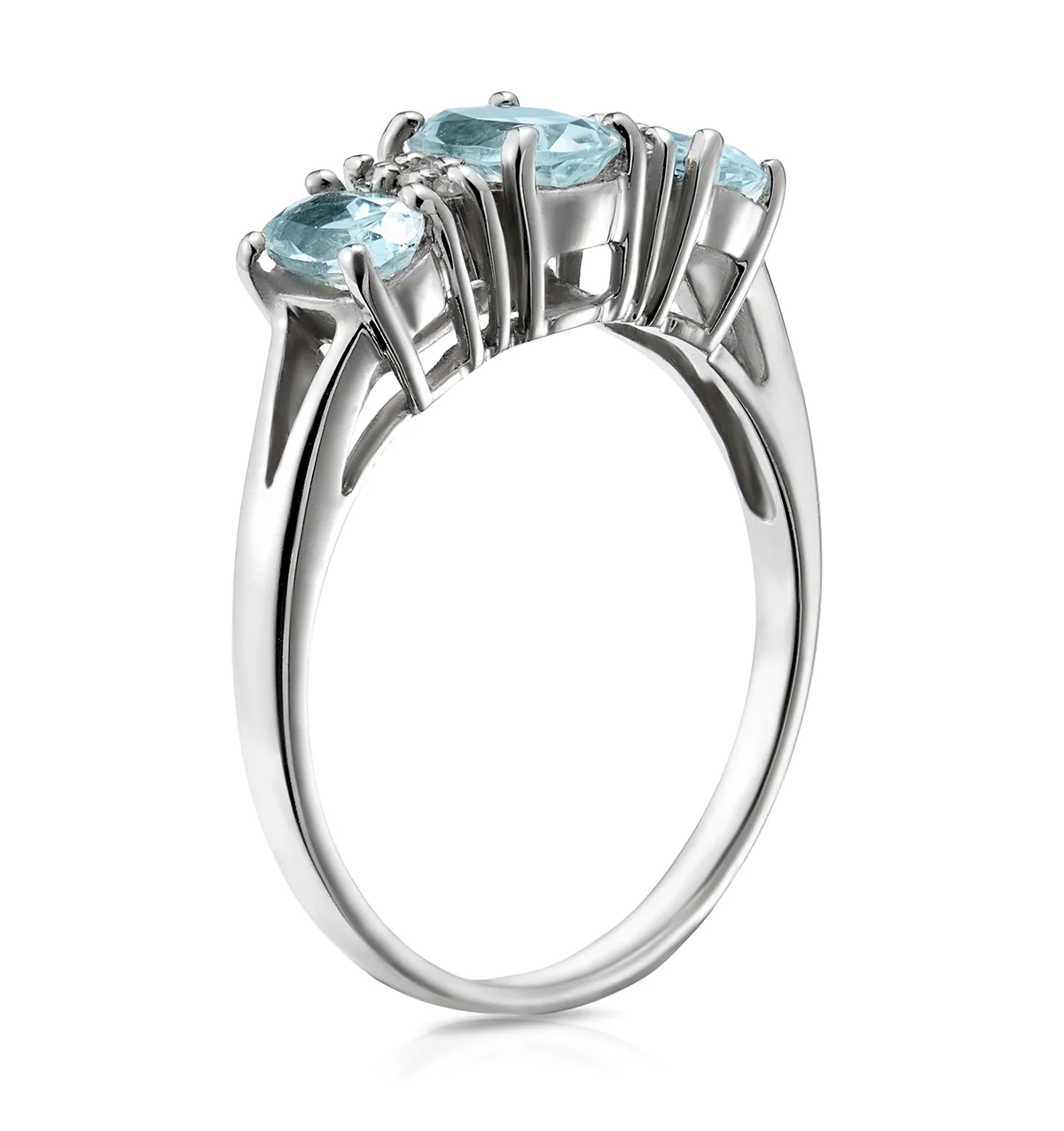 Aquamarine 0.80CT And Diamond 9K White Gold Ring - Image 3