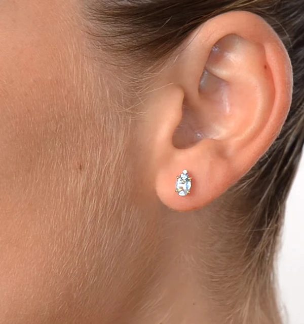 Aquamarine 0.80CT And Diamond 9K Yellow Gold Earrings - Image 4