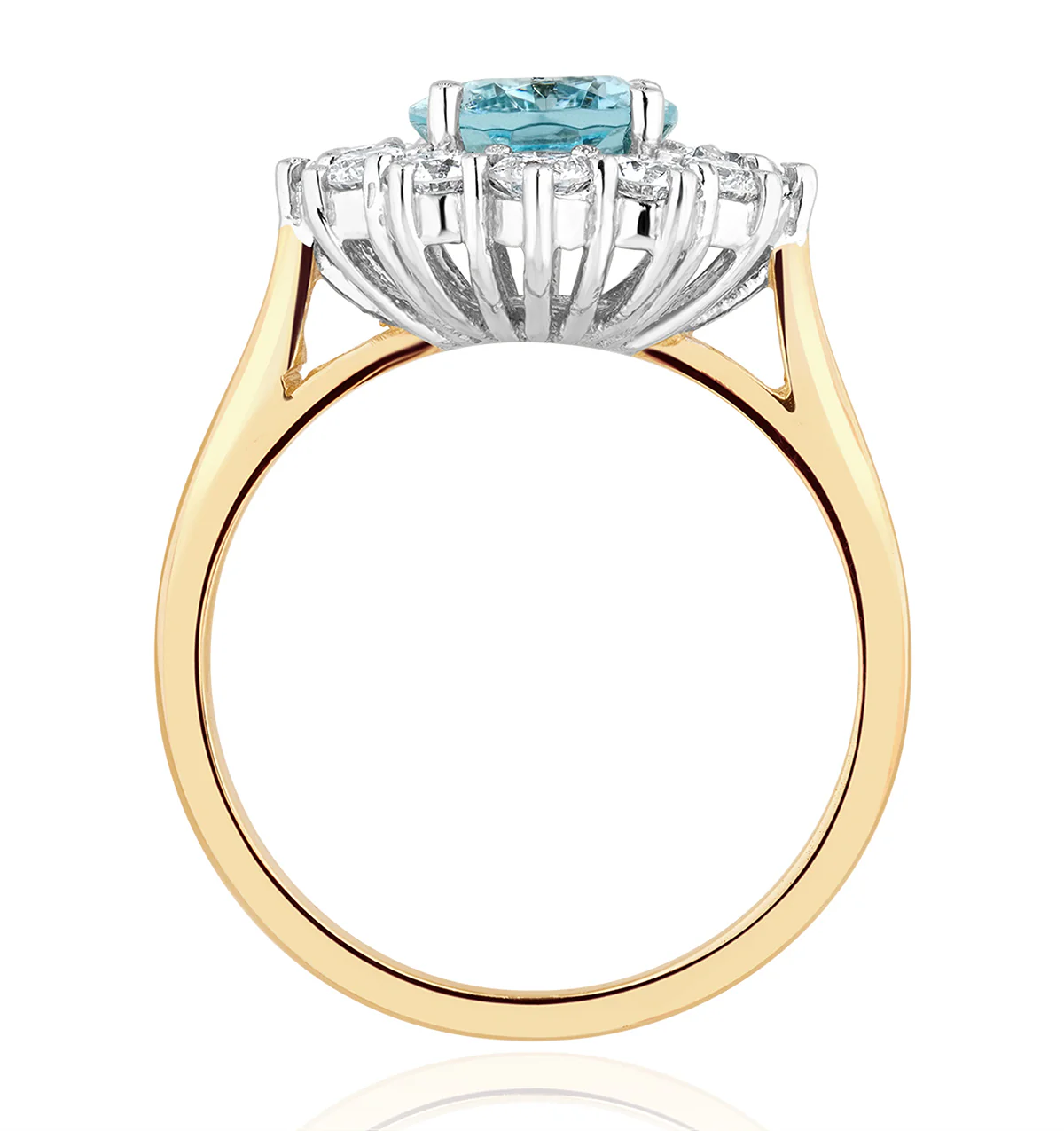 Aquamarine 1.7ct and Diamond 1.00ct Cluster Ring in 18K Gold - Image 5