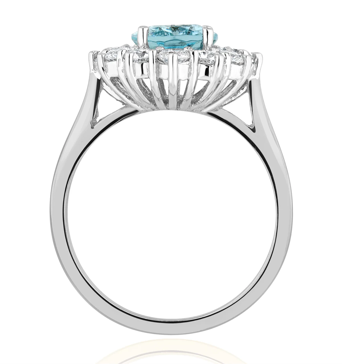 Aquamarine 1.7ct and Diamond 1.00ct Cluster Ring in 18K White Gold - Image 5