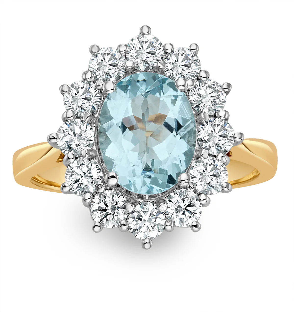 Aquamarine 1.7ct and Lab Diamond 1.00ct Cluster Ring in 18K Gold - Image 3