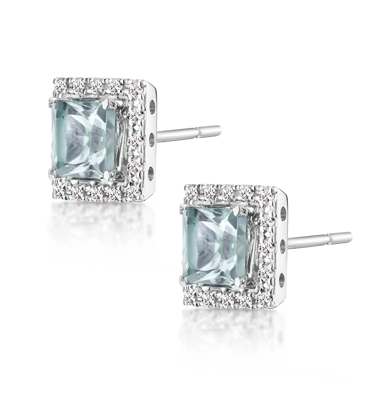 Aquamarine 1.90CT And Diamond 9K White Gold Earrings - Image 2
