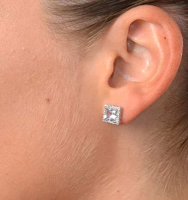 Aquamarine 1.90CT And Diamond 9K White Gold Earrings - Image 4