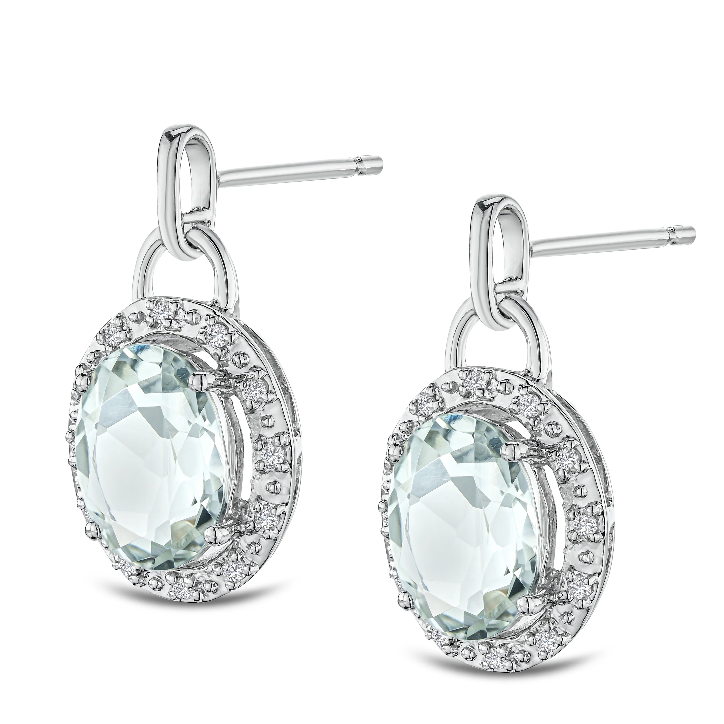 Aquamarine 3.69CT And Diamond 925 Sterling Silver Earrings - Image 2