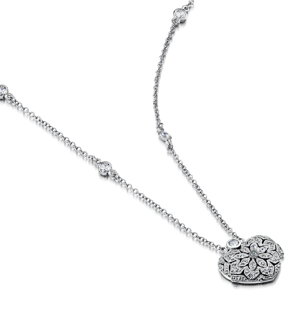 Aquamarine March Birthstone Vintage Locket Necklace Topaz in Silver - Image 3