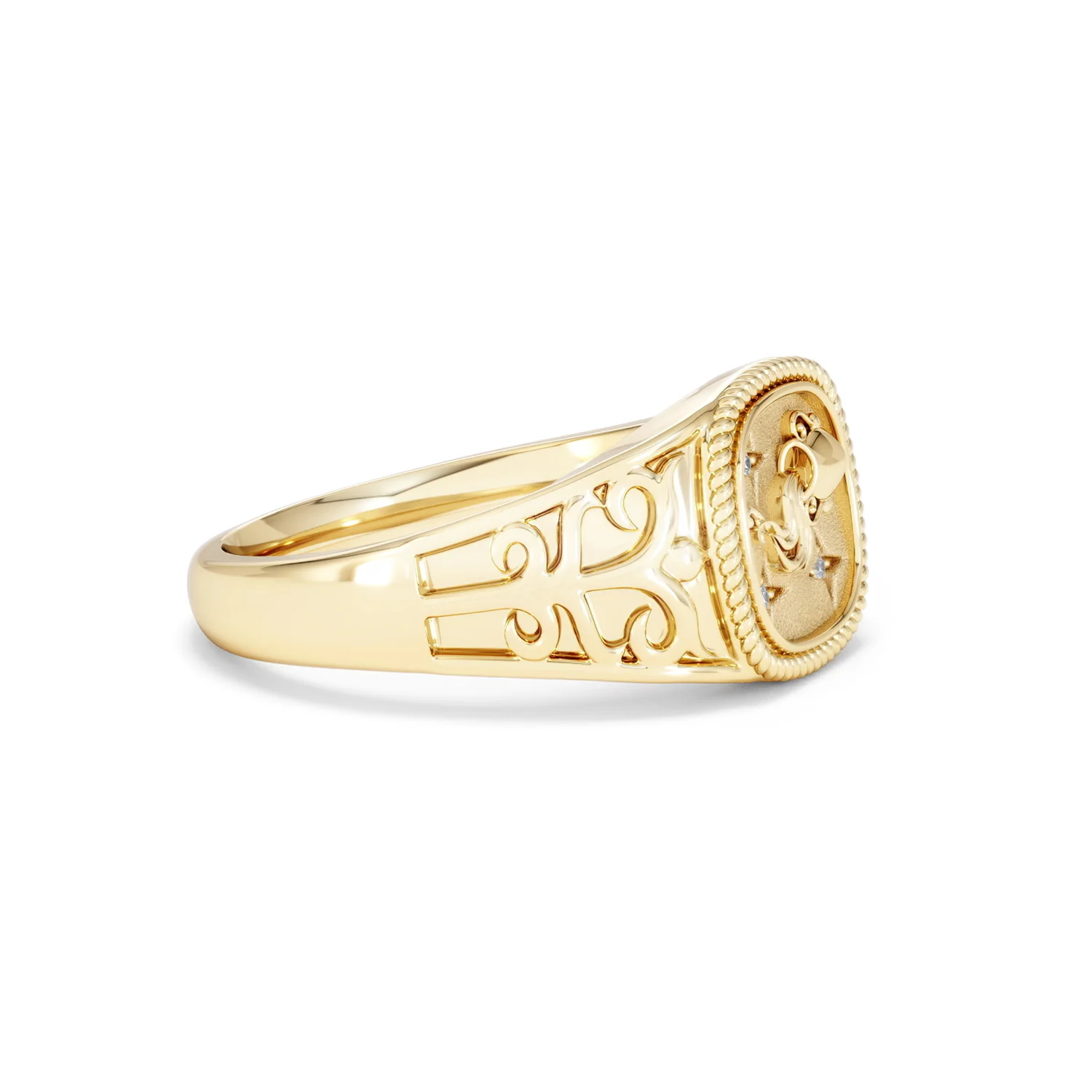 Aquarius Zodiac 0.01ct Lab Diamond Signet Ring in 18K Gold Vermeil - Image 21
