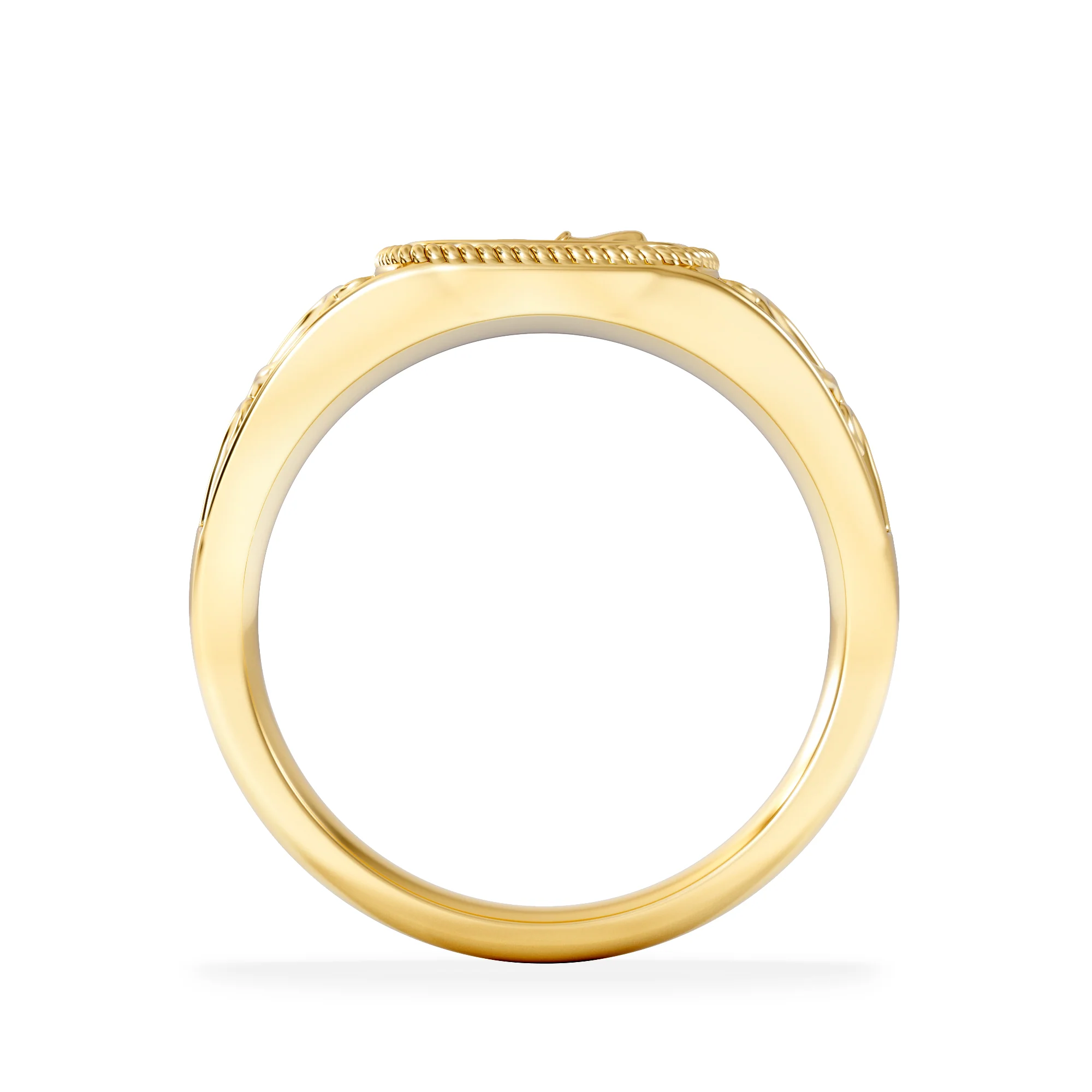 Aquarius Zodiac 0.01ct Lab Diamond Signet Ring in 18K Gold Vermeil - Image 3