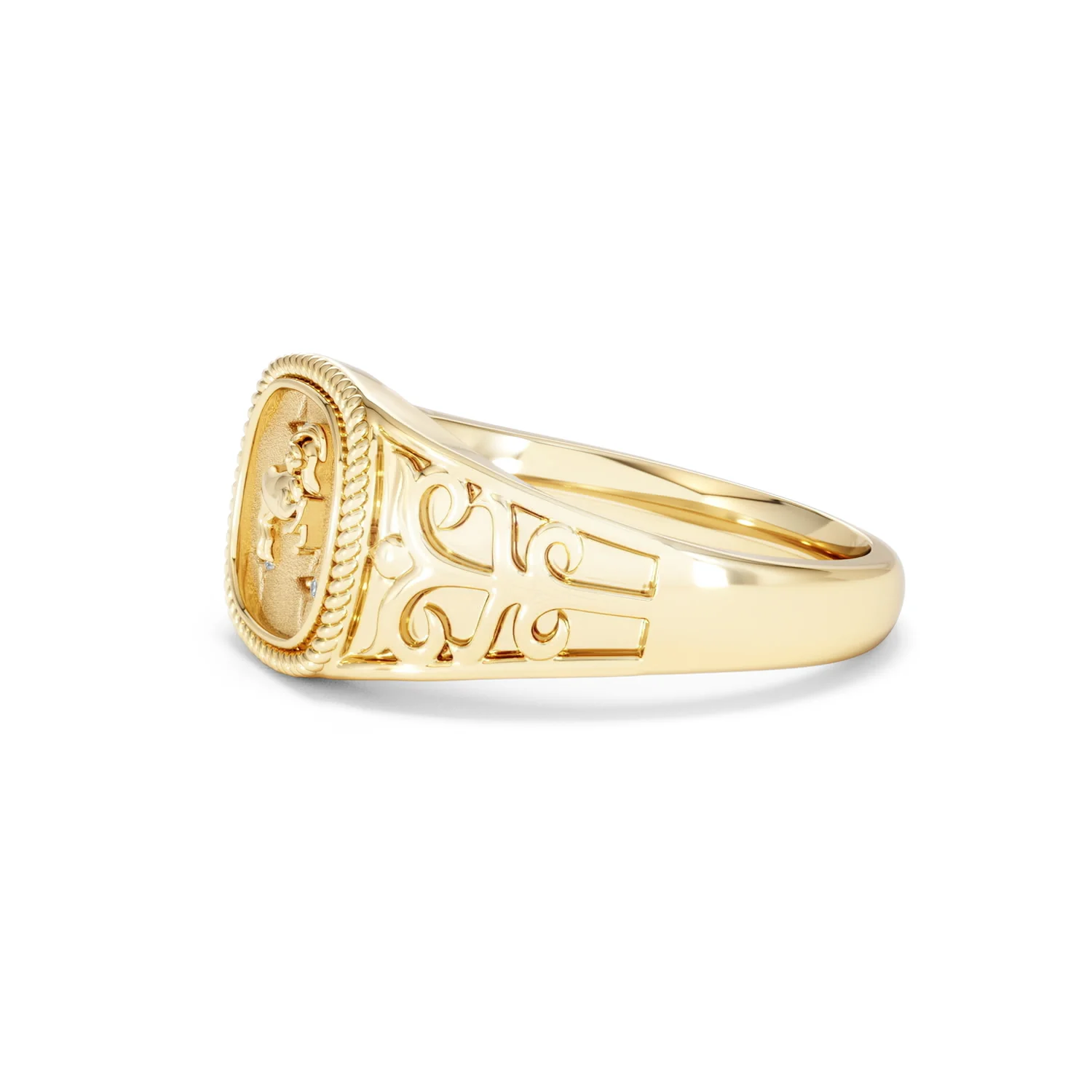 Aries Zodiac 0.01ct Lab Diamond Signet Ring in 18K Gold Vermeil - Image 72