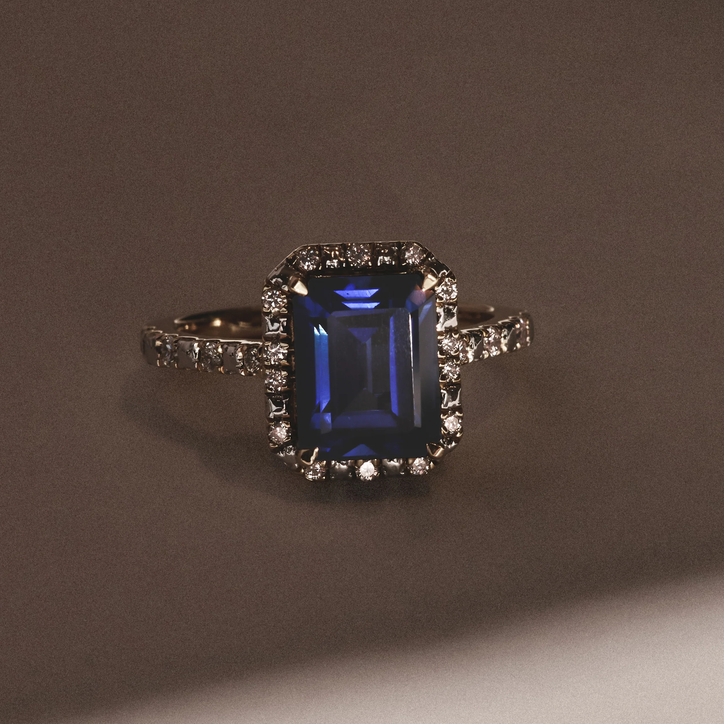 Astra 1.90ct Lab Sapphire Halo Shoulder Set Octagon Cut Ring in 18K Gold Vermeil - Image 7