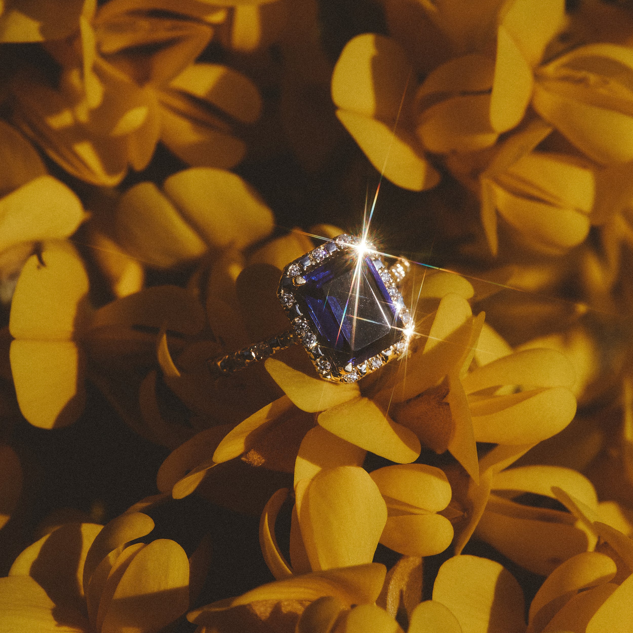 Astra 1.90ct Lab Sapphire Halo Shoulder Set Octagon Cut Ring in 18K Gold Vermeil - Image 8