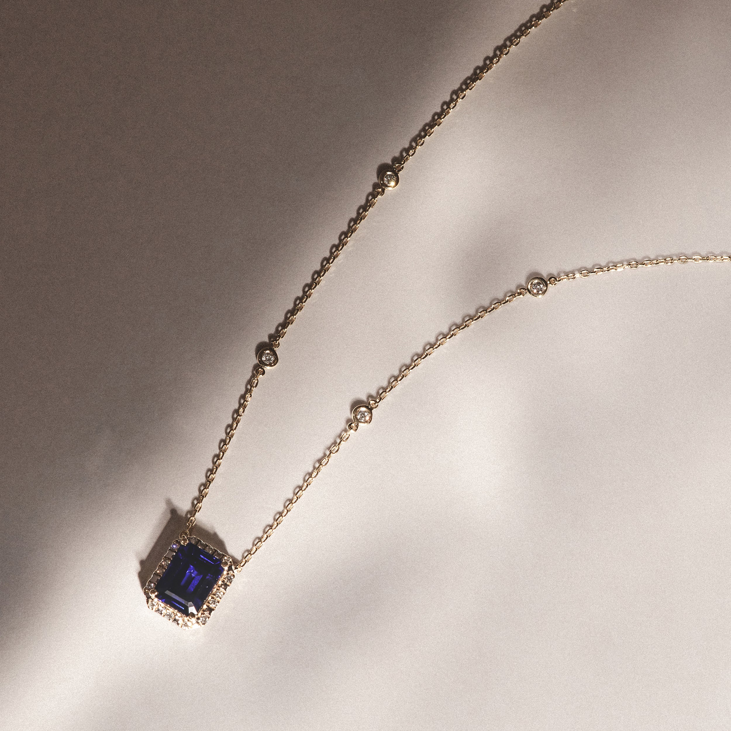 Astra 2.00ct Lab Sapphire and Diamond Halo Octagon Cut Necklace in 18K Gold Vermeil - Image 8